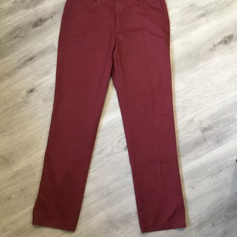 Peter Millar Twill Flat Front Pants 38 Burgundy